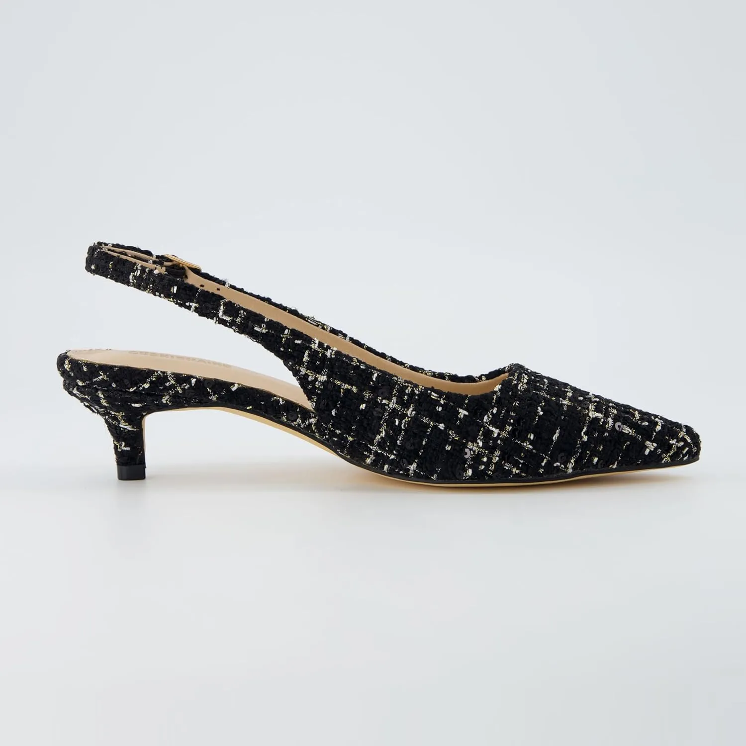 CUSHIONAIRE Women's Buzz Kitten Heel Sling Back Dress Shoe  Memory Foam, Wide Widths Available