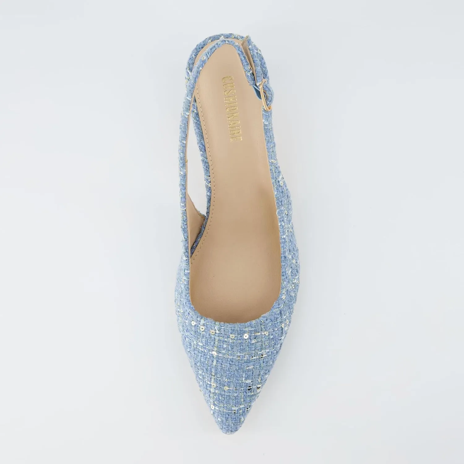 CUSHIONAIRE Women's Buzz Kitten Heel Sling Back Dress Shoe  Memory Foam, Wide Widths Available