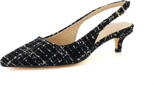 CUSHIONAIRE Women's Buzz Kitten Heel Sling Back Dress Shoe  Memory Foam, Wide Widths Available
