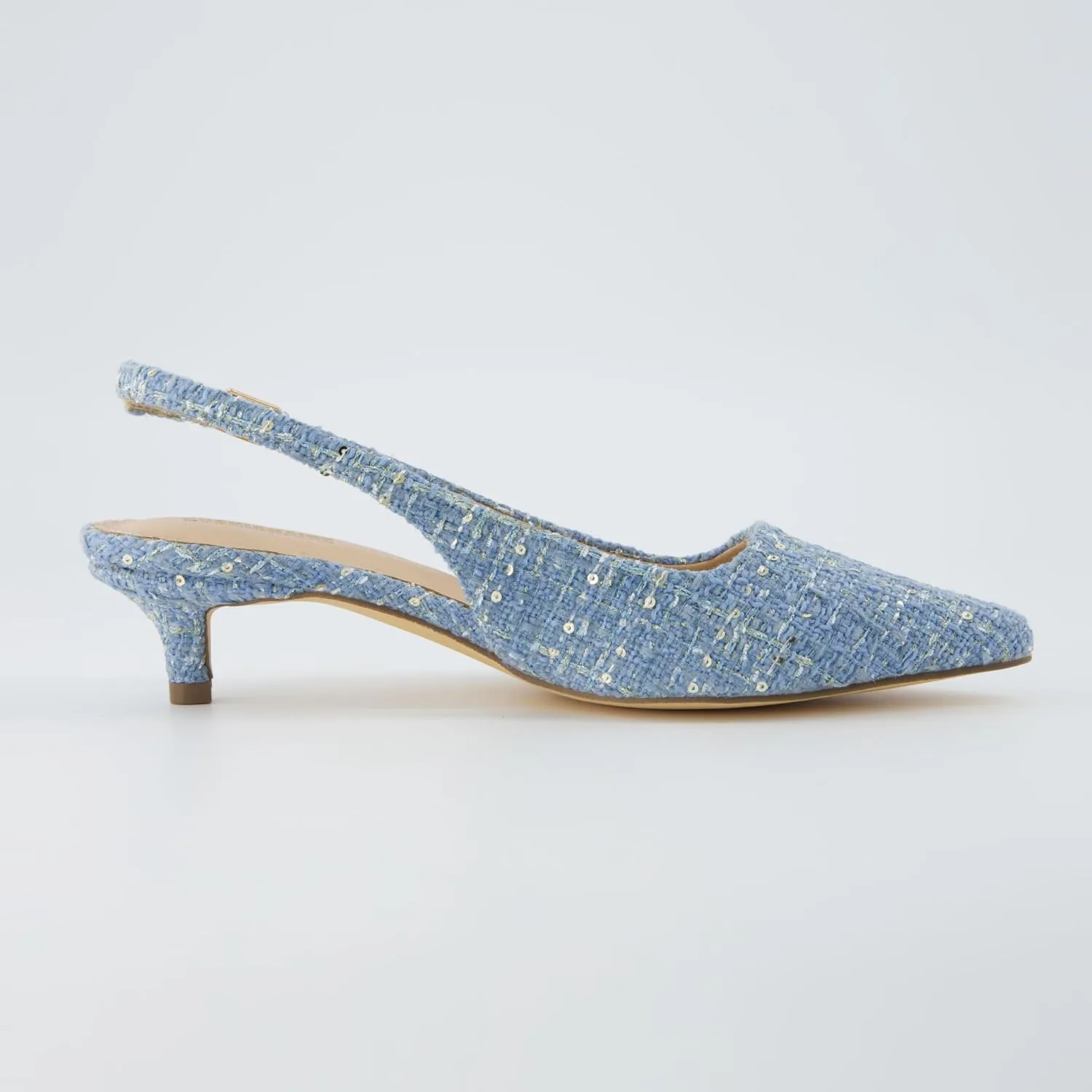 CUSHIONAIRE Women's Buzz Kitten Heel Sling Back Dress Shoe  Memory Foam, Wide Widths Available