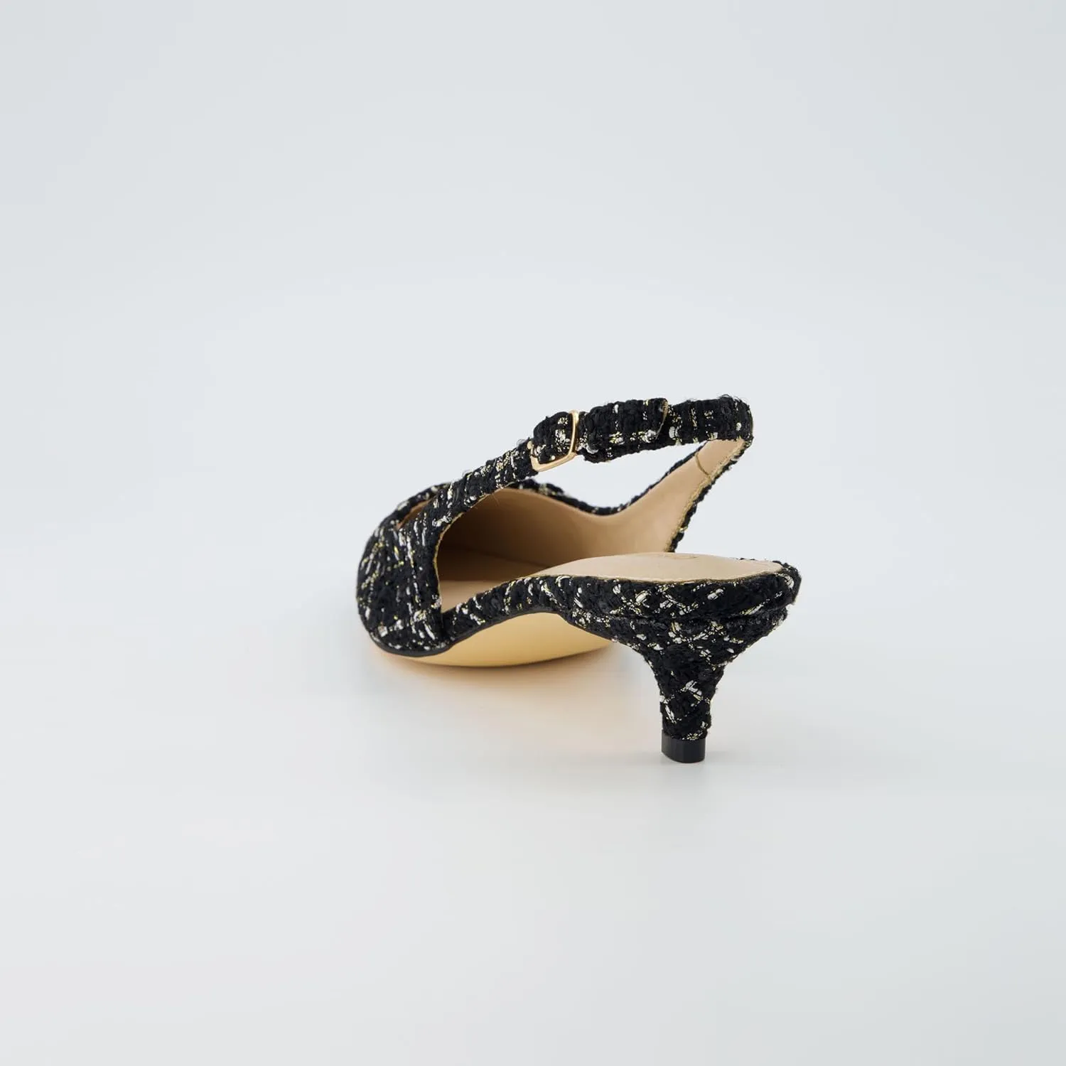 CUSHIONAIRE Women's Buzz Kitten Heel Sling Back Dress Shoe  Memory Foam, Wide Widths Available