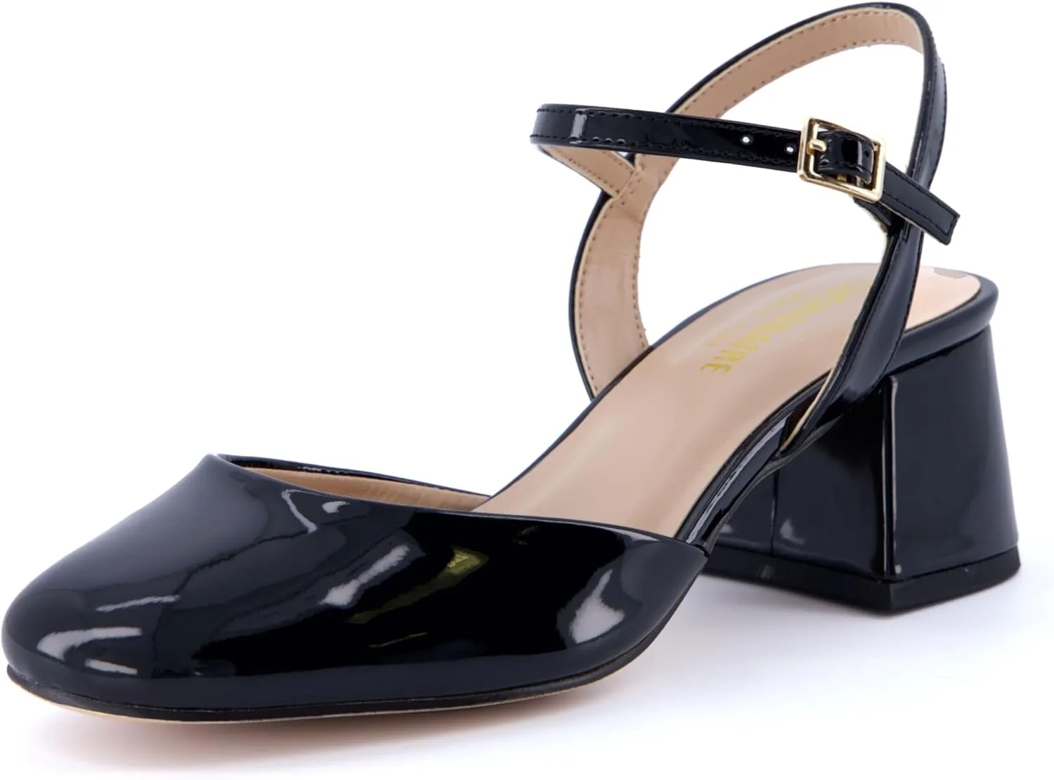 CUSHIONAIRE Women's Dancer Round Toe Block Heel Dress Shoe  Memory Foam, Wide Widths Available