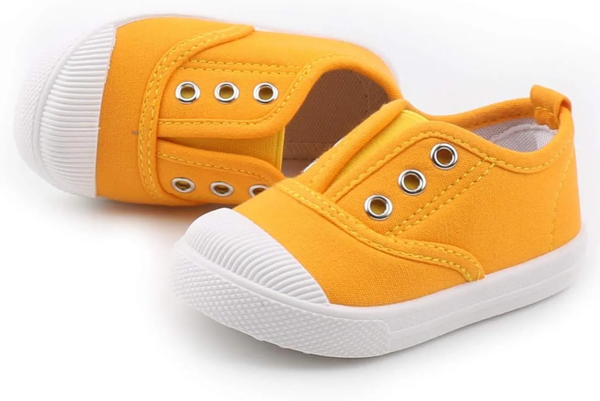DADAWEN Boy's Girl's Candy Color Canvas Slip-On Lightweight Sneakers Cute Casual Running Shoes