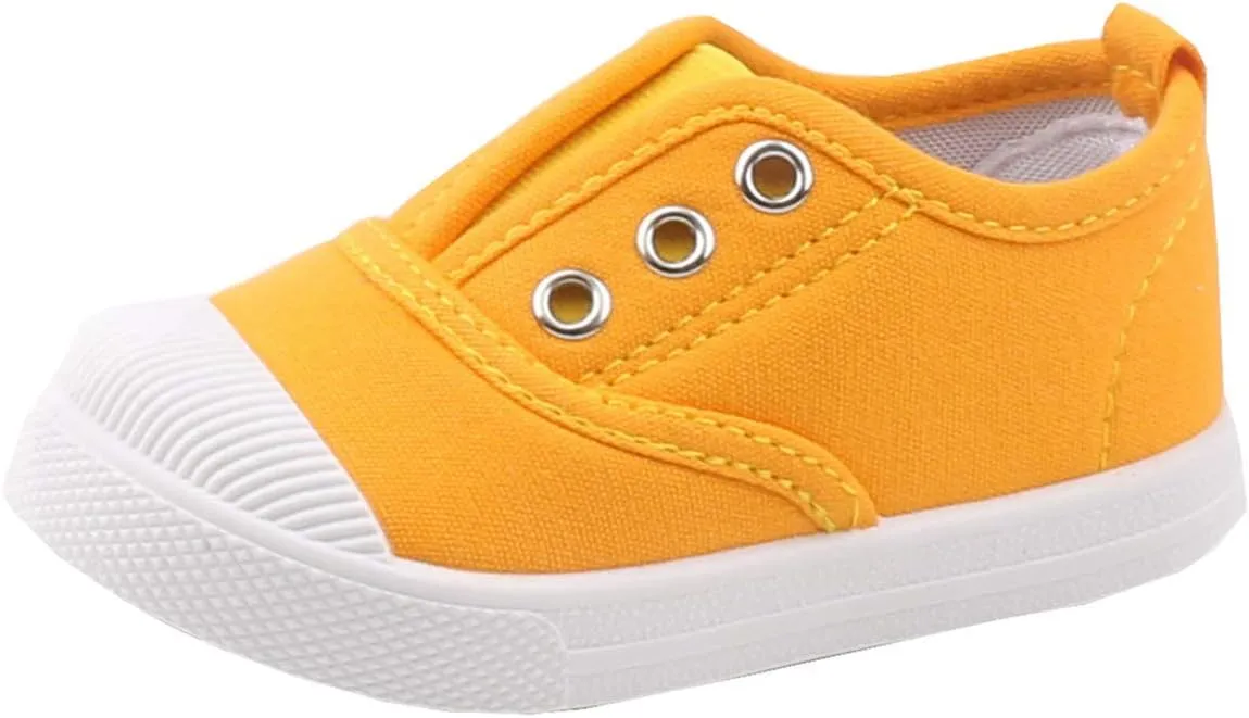 DADAWEN Boy's Girl's Candy Color Canvas Slip-On Lightweight Sneakers Cute Casual Running Shoes