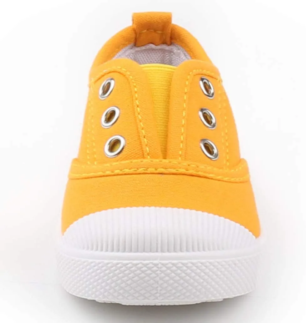 DADAWEN Boy's Girl's Candy Color Canvas Slip-On Lightweight Sneakers Cute Casual Running Shoes