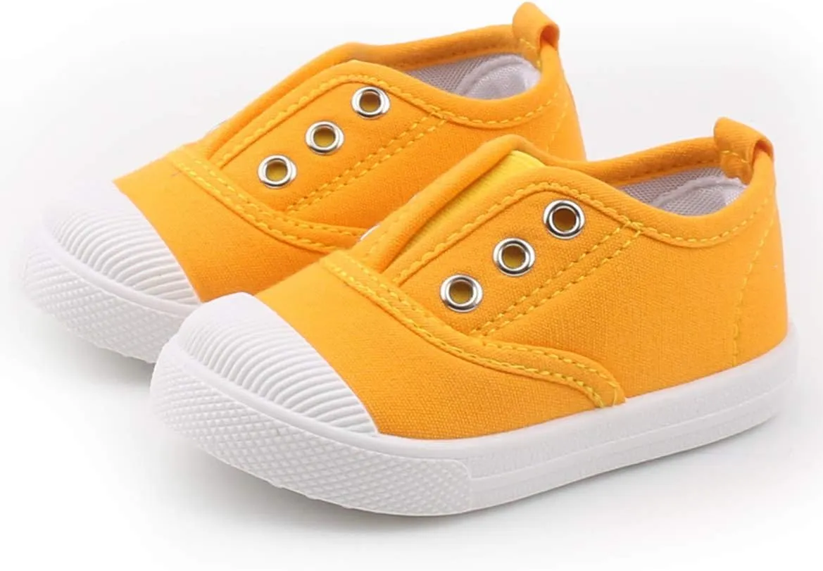 DADAWEN Boy's Girl's Candy Color Canvas Slip-On Lightweight Sneakers Cute Casual Running Shoes