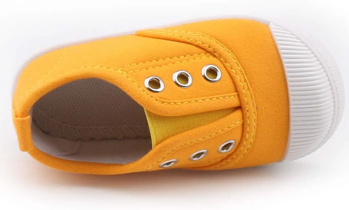 DADAWEN Boy's Girl's Candy Color Canvas Slip-On Lightweight Sneakers Cute Casual Running Shoes