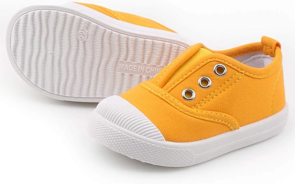 DADAWEN Boy's Girl's Candy Color Canvas Slip-On Lightweight Sneakers Cute Casual Running Shoes