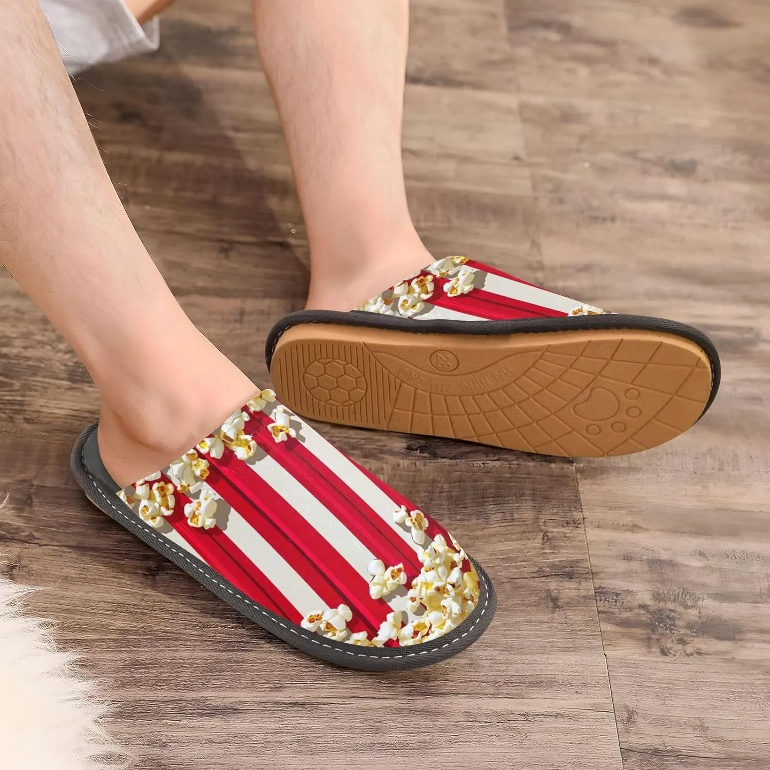 Delicious Popcorn House Slippers for Women,Mens Fuzzy Slippers,Soft Comfy Memory Foam Non-slip Indoor & Outdoor House Shoes-25
