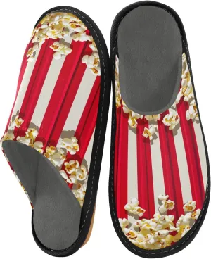 Delicious Popcorn House Slippers for Women,Mens Fuzzy Slippers,Soft Comfy Memory Foam Non-slip Indoor & Outdoor House Shoes-25