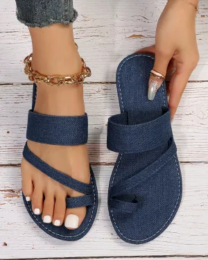 Denim slip-on flat slippers