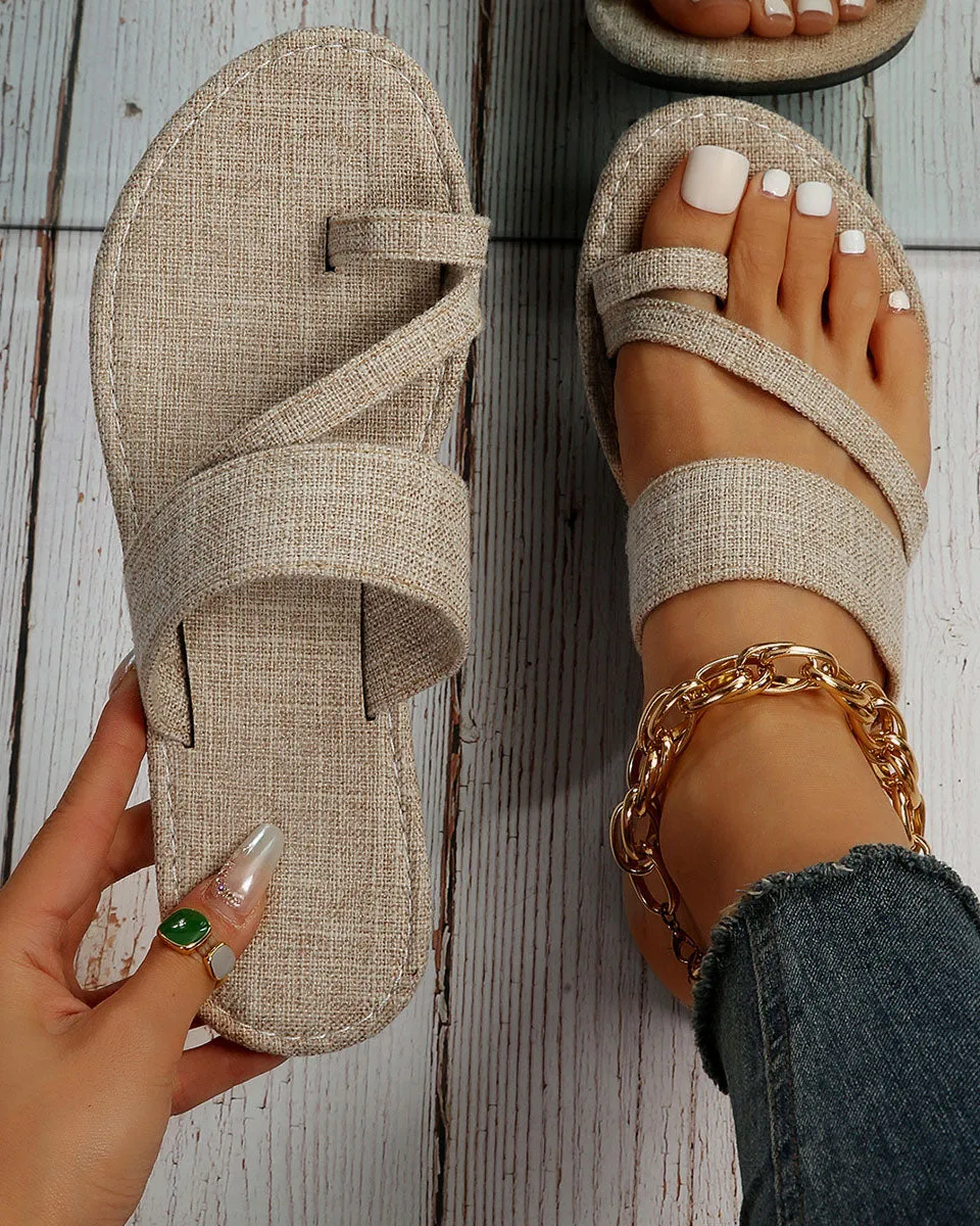 Denim slip-on flat slippers
