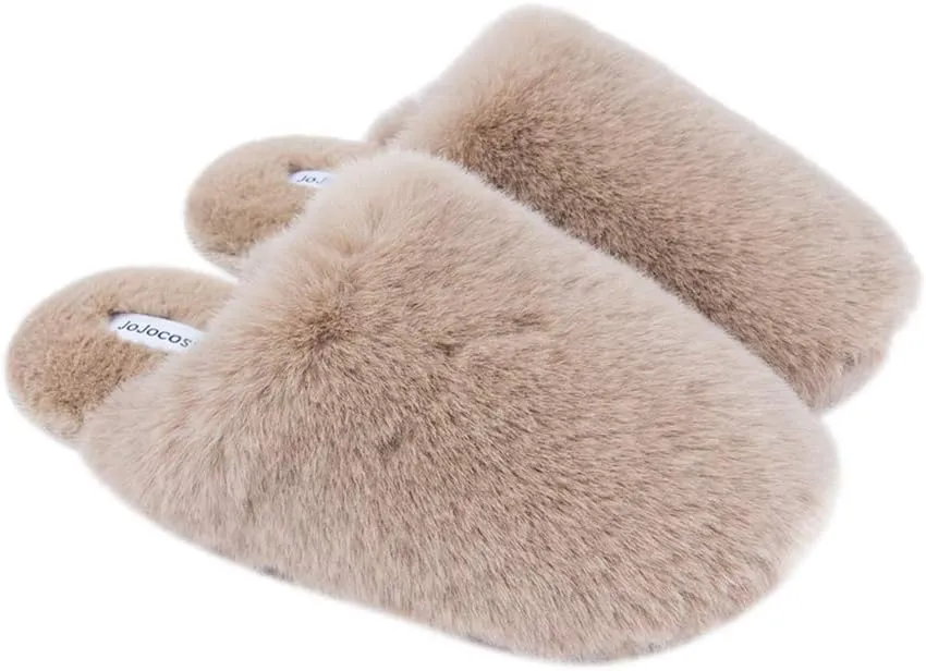 Densely Long-haired Lady’s Comfy Fuzzy Memory Foam Scuff Women’s Warm Plush Closed-Toe Comfortable Slippers