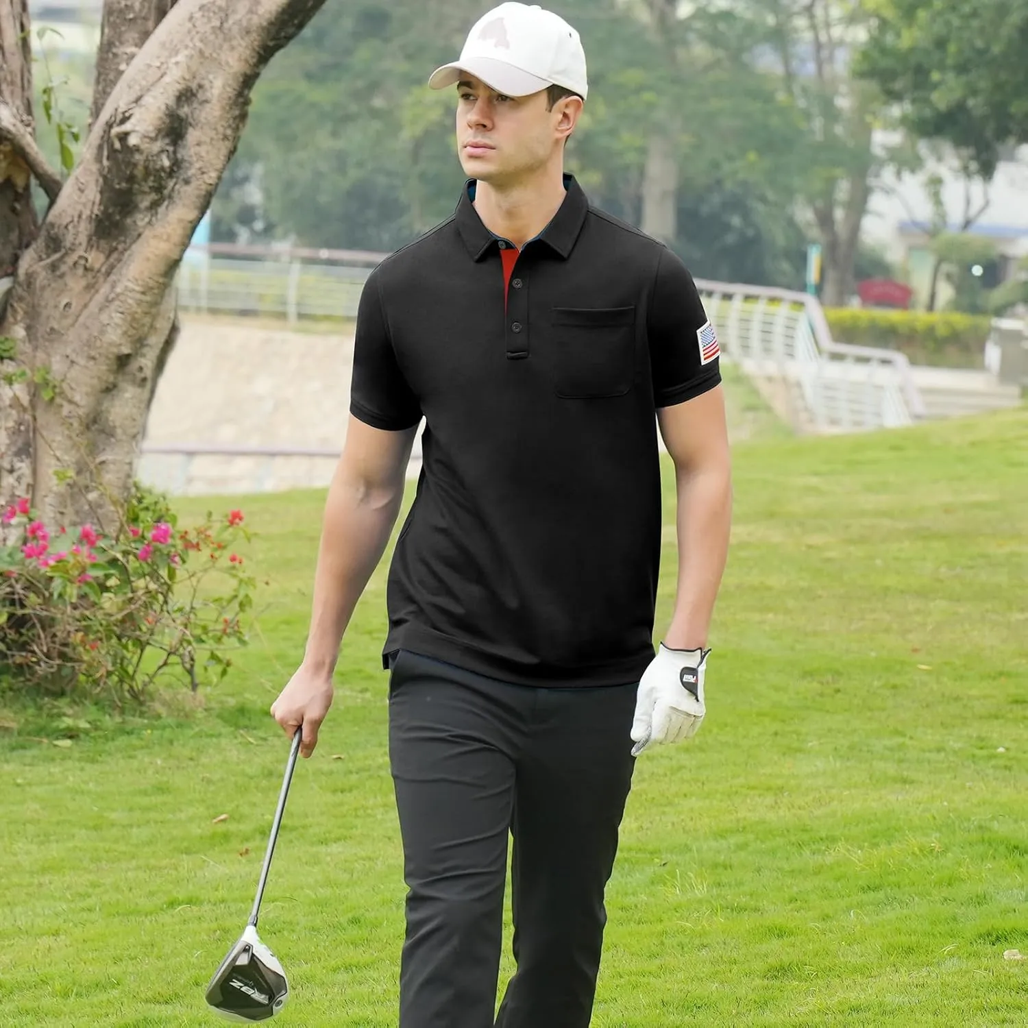 DEOLAX Mens Polo Shirts Performance Moisture Wicking Mens Tactics Polo Shirts Short Sleeve with Pocket