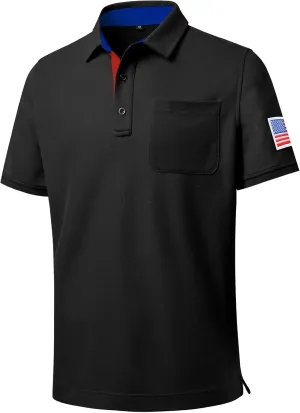 DEOLAX Mens Polo Shirts Performance Moisture Wicking Mens Tactics Polo Shirts Short Sleeve with Pocket