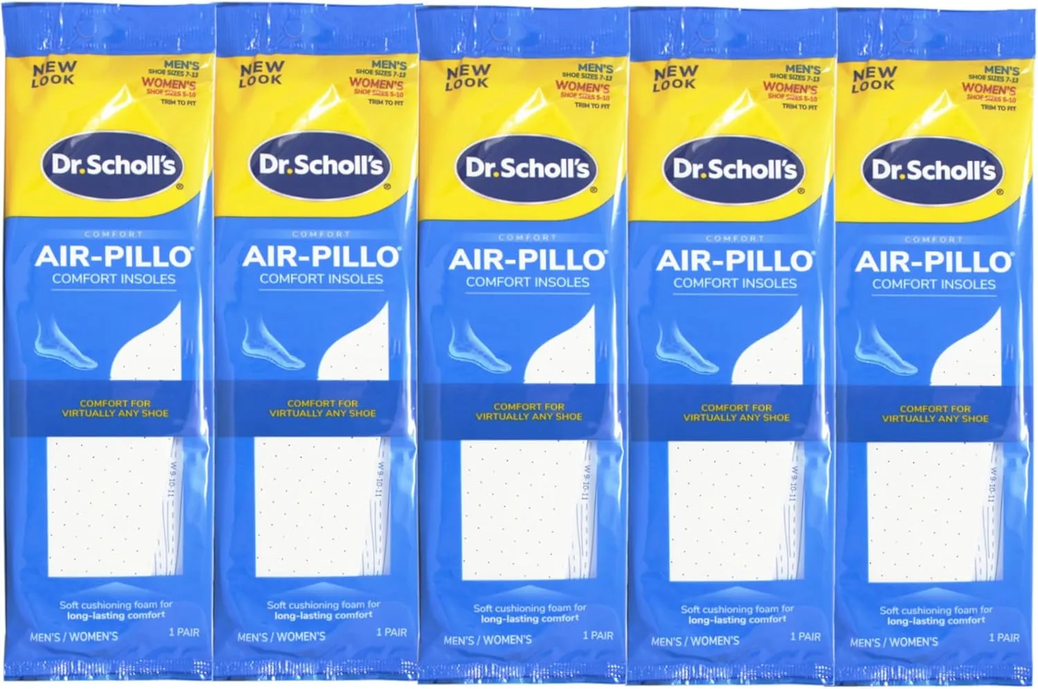 Dr. Scholl's Air-Pillo Insoles Unisex -1 PR, Pack of 5