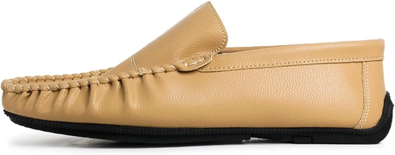 Driving Moccasins for Men Stitching Details Slip On Moccasins Shoes Vegan Leather Anti-Slip Resistant Flat Heel Driving Slip On for Any Attire