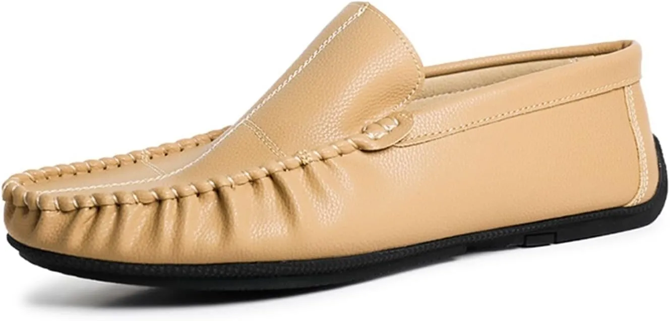 Driving Moccasins for Men Stitching Details Slip On Moccasins Shoes Vegan Leather Anti-Slip Resistant Flat Heel Driving Slip On for Any Attire
