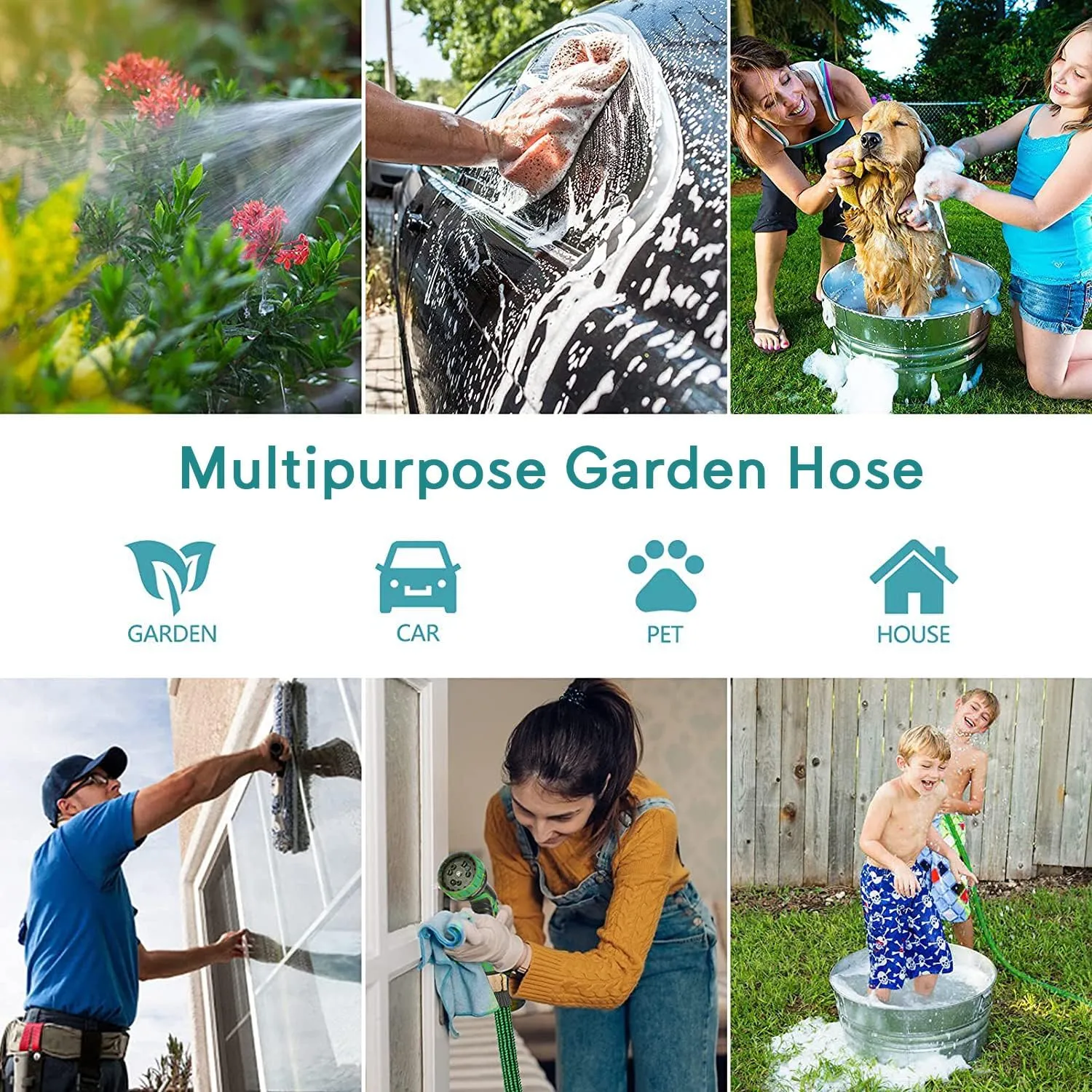 Expandable Garden Hose 150 ft, 2025 New No Kink Retractable Water Hose 150ft with 10 Pattern Spray Nozzle, Solid Brass Connectors, Reinforced Expanding Latex Core, Ultra Lightweight & Flexible