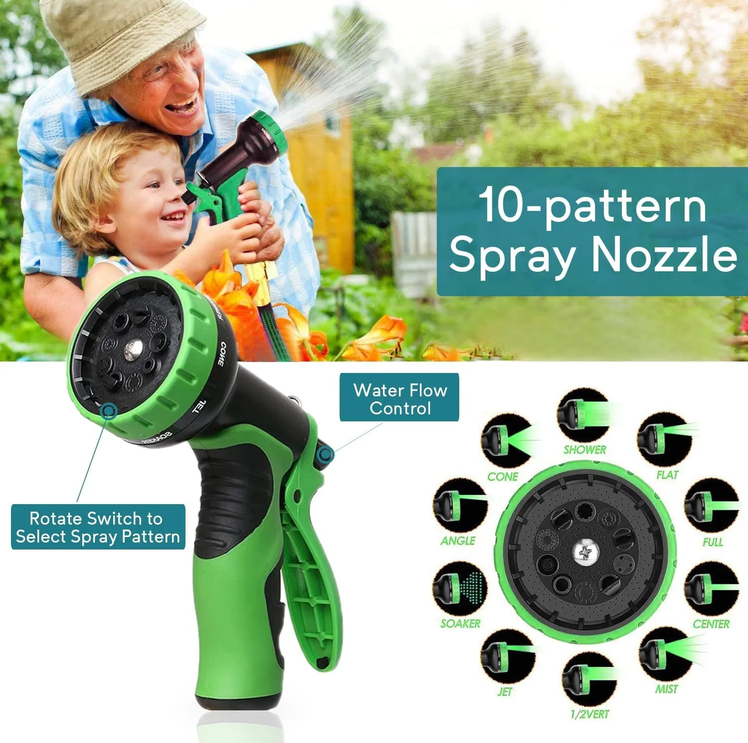 Expandable Garden Hose 150 ft, 2025 New No Kink Retractable Water Hose 150ft with 10 Pattern Spray Nozzle, Solid Brass Connectors, Reinforced Expanding Latex Core, Ultra Lightweight & Flexible