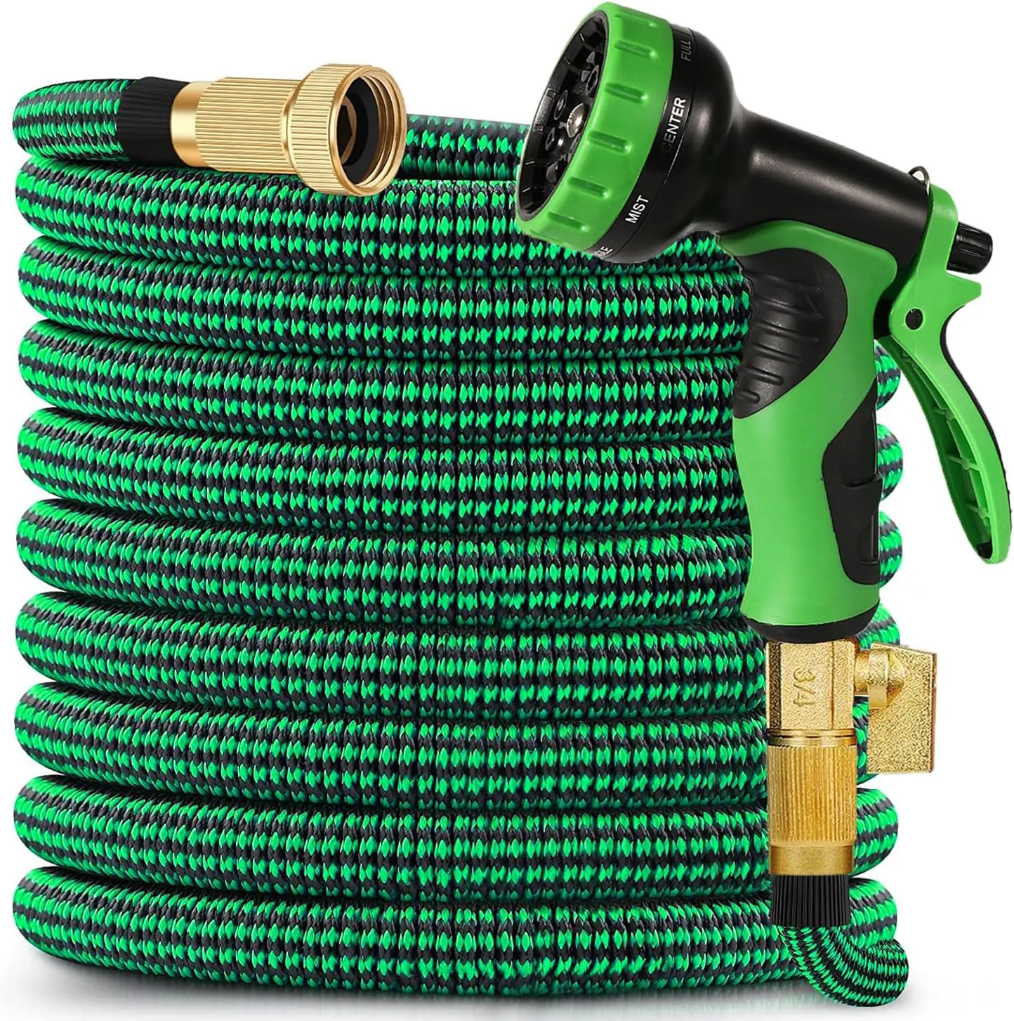 Expandable Garden Hose 150 ft, 2025 New No Kink Retractable Water Hose 150ft with 10 Pattern Spray Nozzle, Solid Brass Connectors, Reinforced Expanding Latex Core, Ultra Lightweight & Flexible