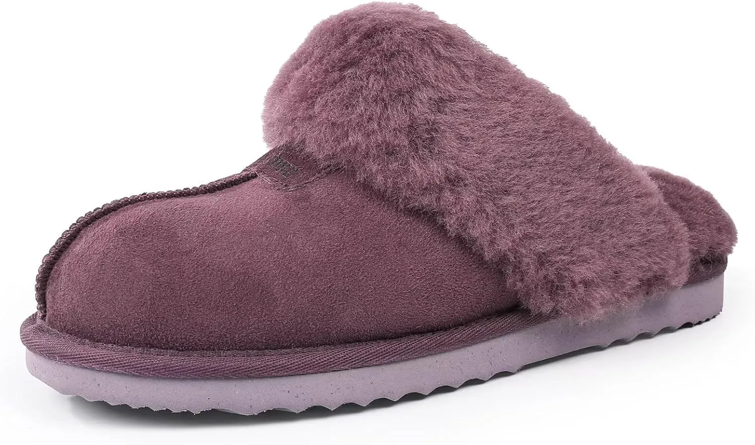FANTURE Genuine Australian Sheepskin Women Slippers, Memory Foam Fluffy Shearling Slippers Indoor Outdoor House Shoes with Warm Lining