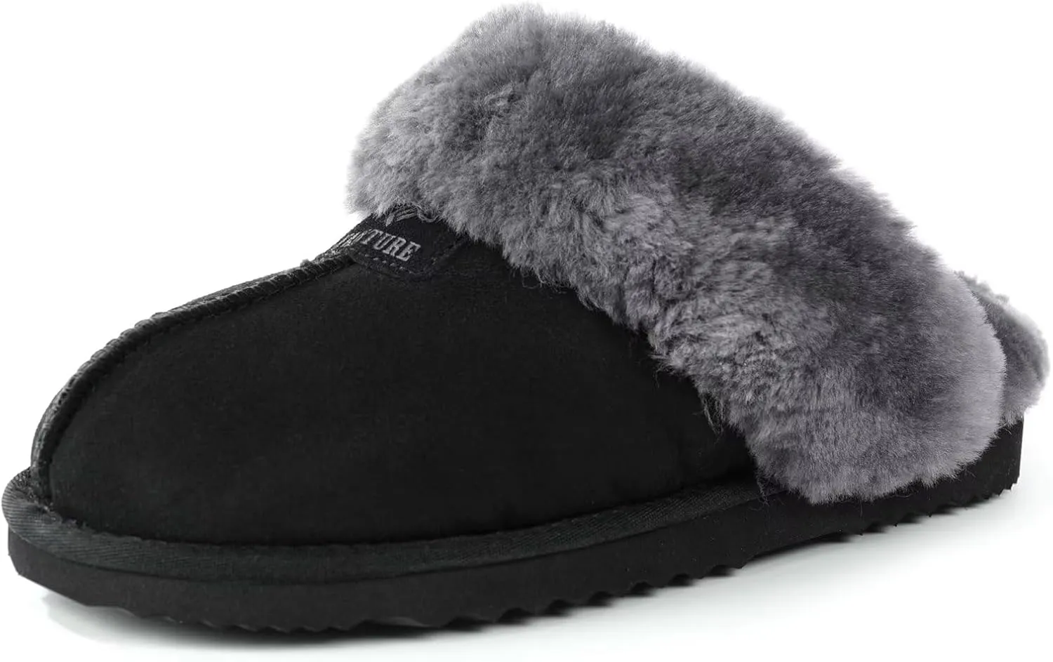 FANTURE Genuine Australian Sheepskin Women Slippers, Memory Foam Fluffy Shearling Slippers Indoor Outdoor House Shoes with Warm Lining