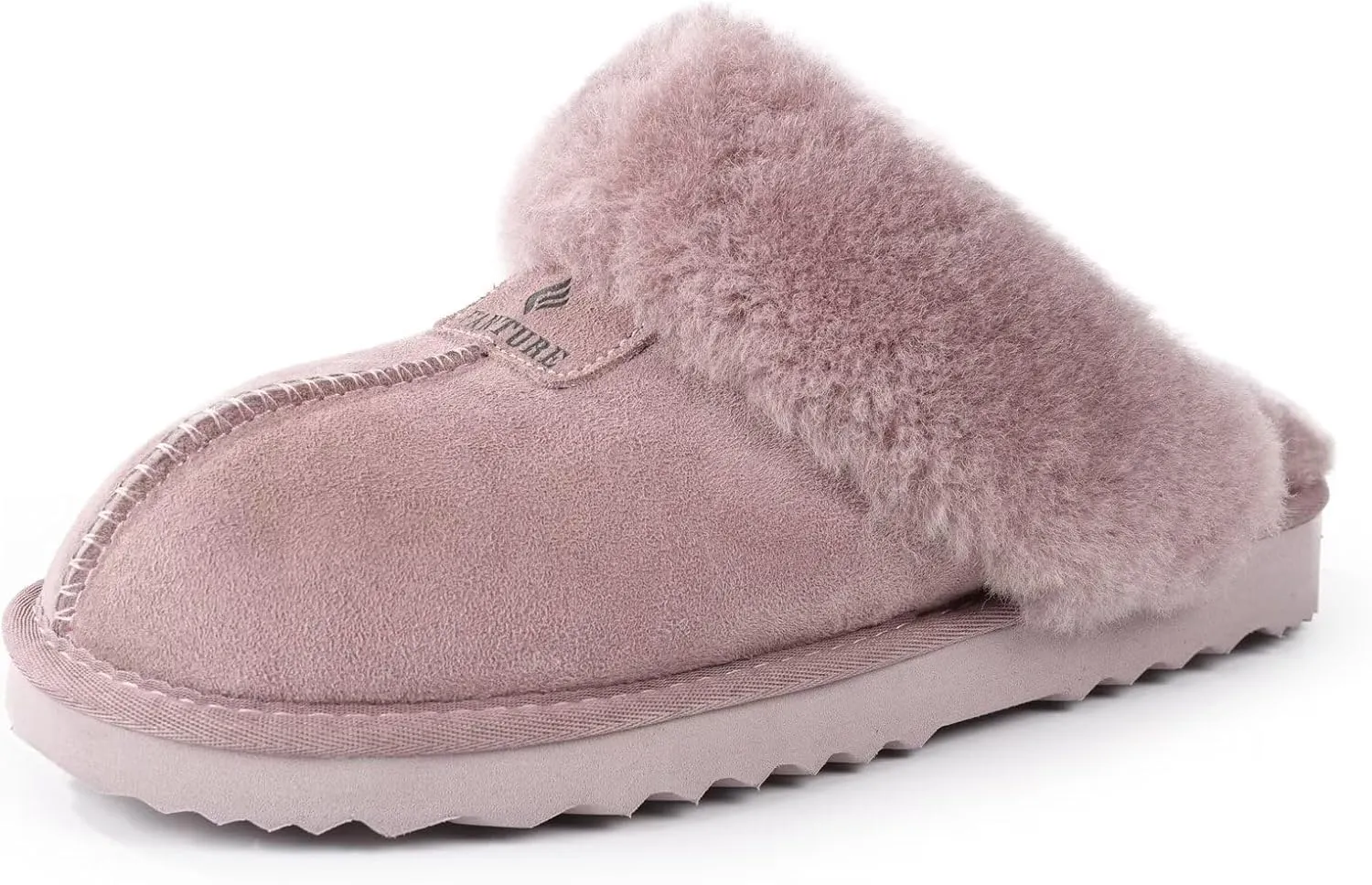 FANTURE Genuine Australian Sheepskin Women Slippers, Memory Foam Fluffy Shearling Slippers Indoor Outdoor House Shoes with Warm Lining