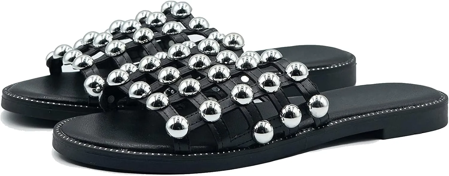 Fashion Thirsty Women's Kelly Slider Mules with Studs