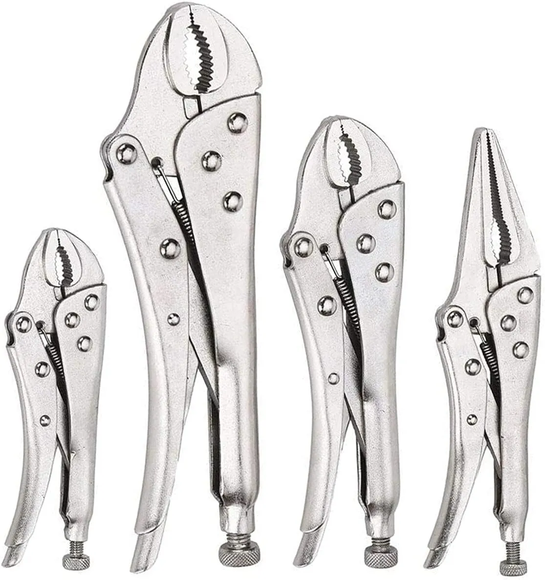 FASTPRO 4-Piece Locking Pliers Set, Vice Grips Pliers Included 5", 7", 10" Curved Jaw and 6-1/2" Straight Jaw