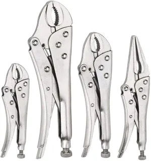 FASTPRO 4-Piece Locking Pliers Set, Vice Grips Pliers Included 5", 7", 10" Curved Jaw and 6-1/2" Straight Jaw