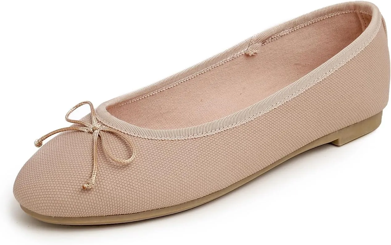 FEVERSOLE Women's Bow Tie Fashion Dress Slip On Shoes Round Toe Ballet Flat