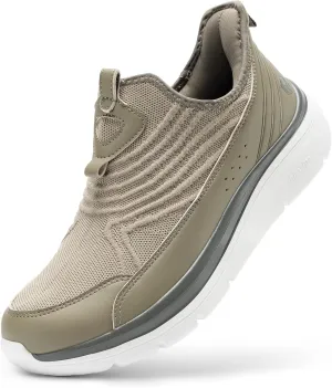 FitVille Men's Extra Wide Slip on Walking Shoes, Breathable Hands Free Slip on Sneakers, Comfortable Orthopedic Shoes for Standing All Day - Step Ease V1