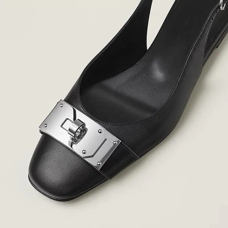 Flats for Women Pointed Toe Slingback Flats Slip On Casual Work Ballet Flats Metal Buckle Flat