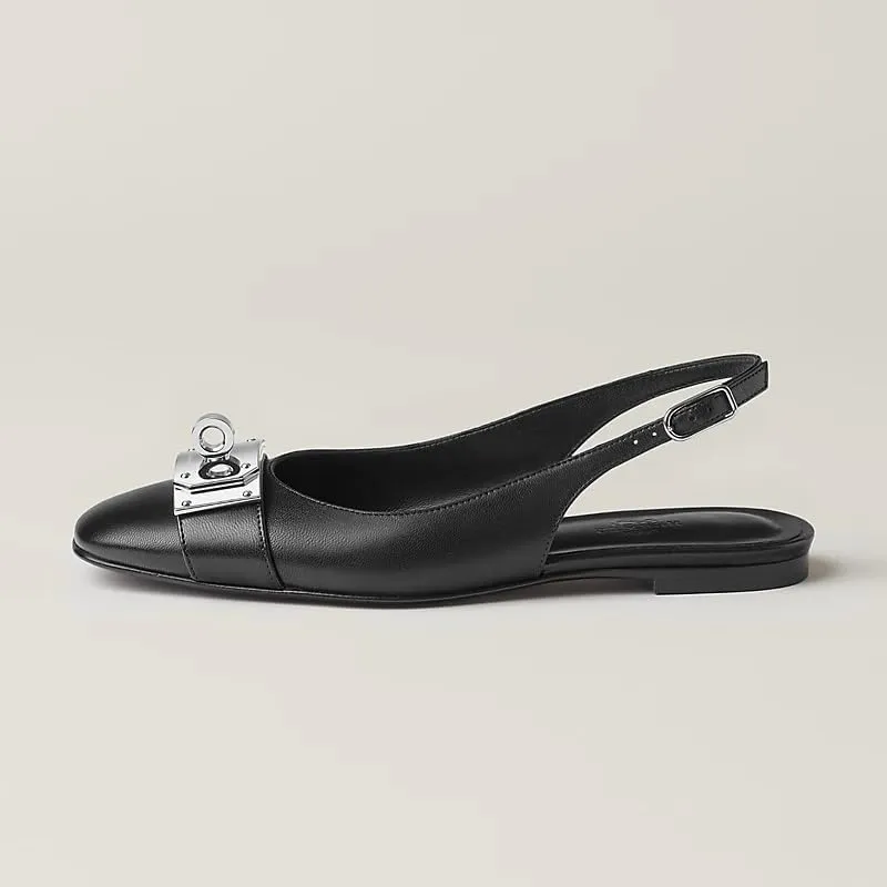 Flats for Women Pointed Toe Slingback Flats Slip On Casual Work Ballet Flats Metal Buckle Flat