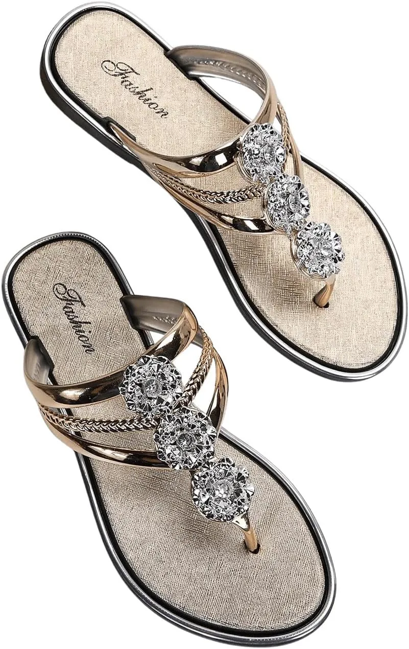 Floerns Women's Flat Sandals Flip Flop Sandals Summer Slip on Dressy Thong Sandal