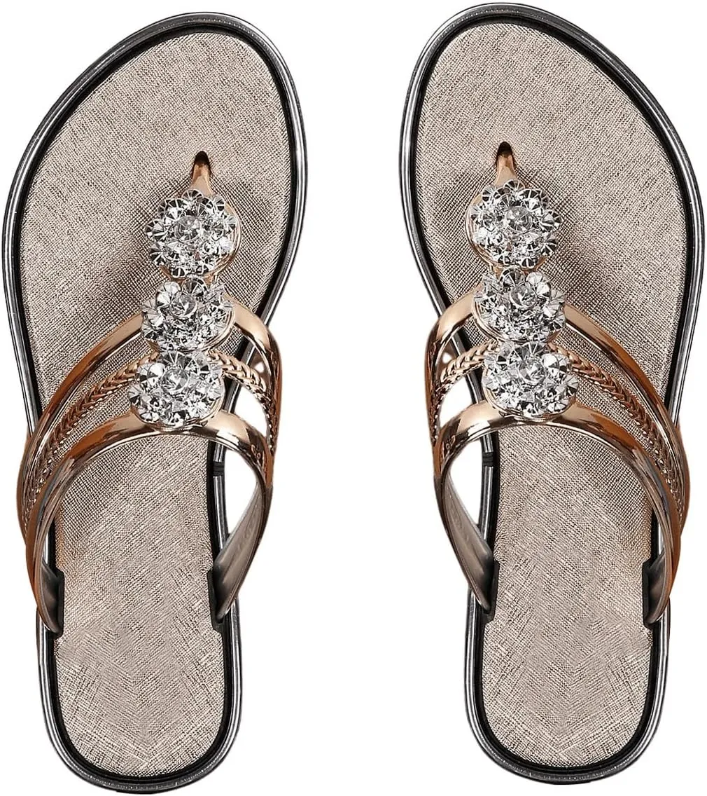 Floerns Women's Flat Sandals Flip Flop Sandals Summer Slip on Dressy Thong Sandal