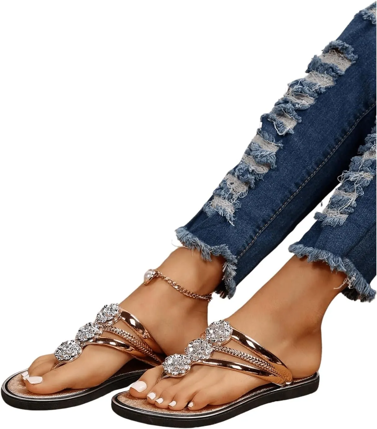 Floerns Women's Flat Sandals Flip Flop Sandals Summer Slip on Dressy Thong Sandal