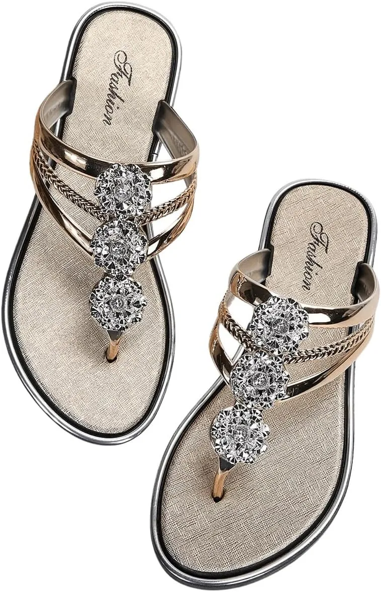Floerns Women's Flat Sandals Flip Flop Sandals Summer Slip on Dressy Thong Sandal