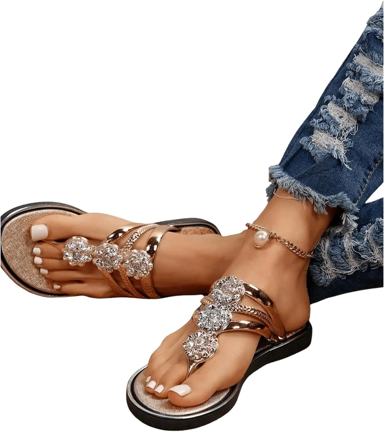 Floerns Women's Flat Sandals Flip Flop Sandals Summer Slip on Dressy Thong Sandal