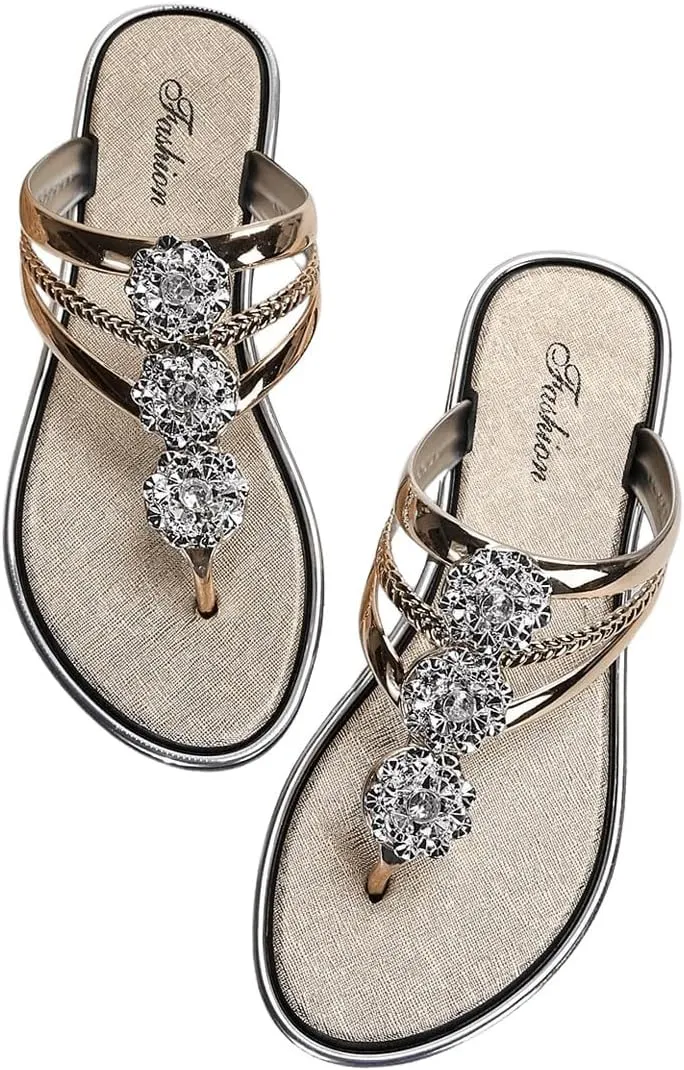 Floerns Women's Flat Sandals Flip Flop Sandals Summer Slip on Dressy Thong Sandal