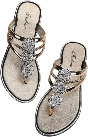 Floerns Women's Flat Sandals Flip Flop Sandals Summer Slip on Dressy Thong Sandal