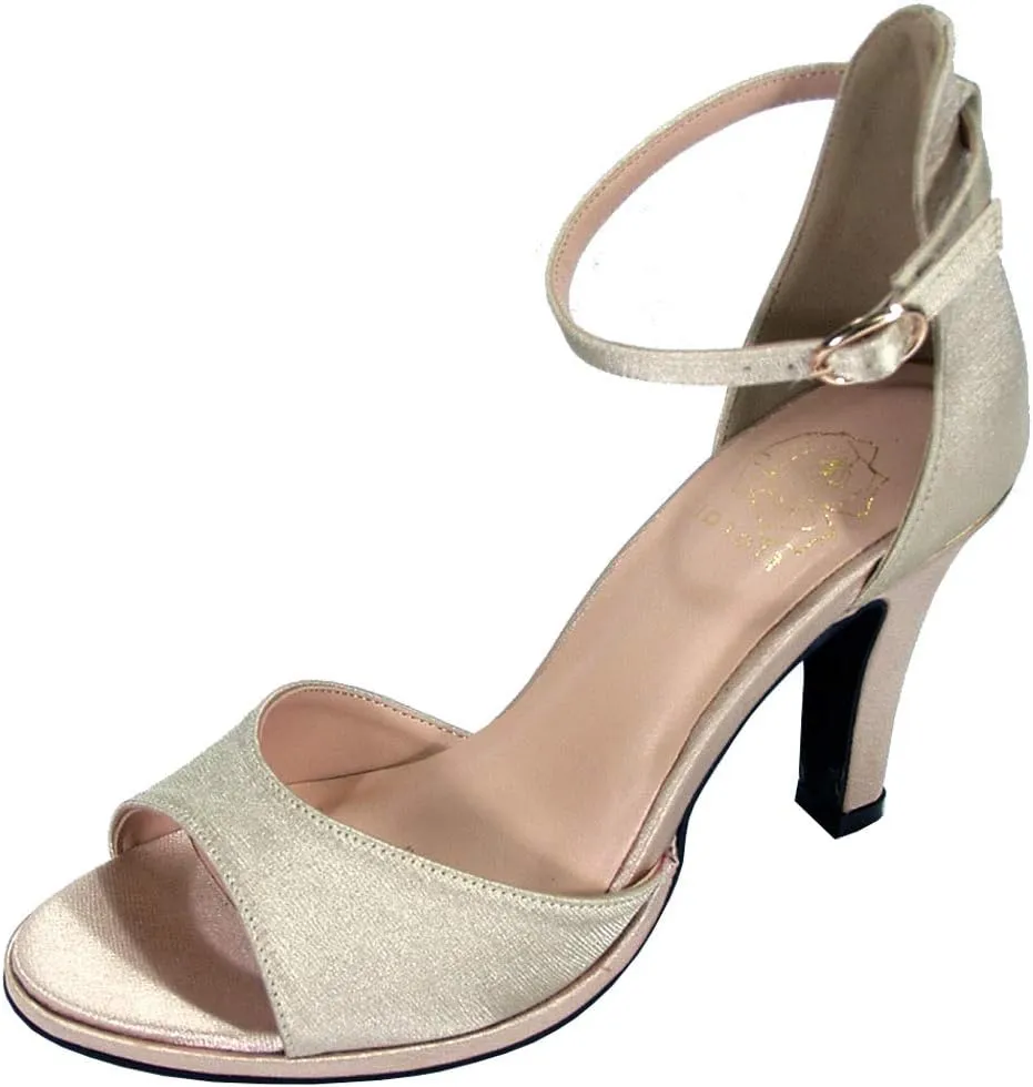 Floral Maxine Women's Wide Width High Heel D'Orsay Ankle Strap Dress Sandals