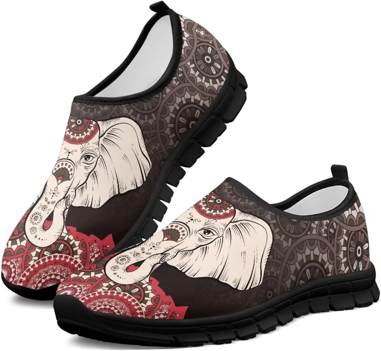 Flowers Casual House Shoes Breathable Mesh Sneakers for Women Comfort Soft Anti-Slip Shock Absorption EVA Sole Hiking Shoes for Outdoor Size 5.5-11.5 Black Sole