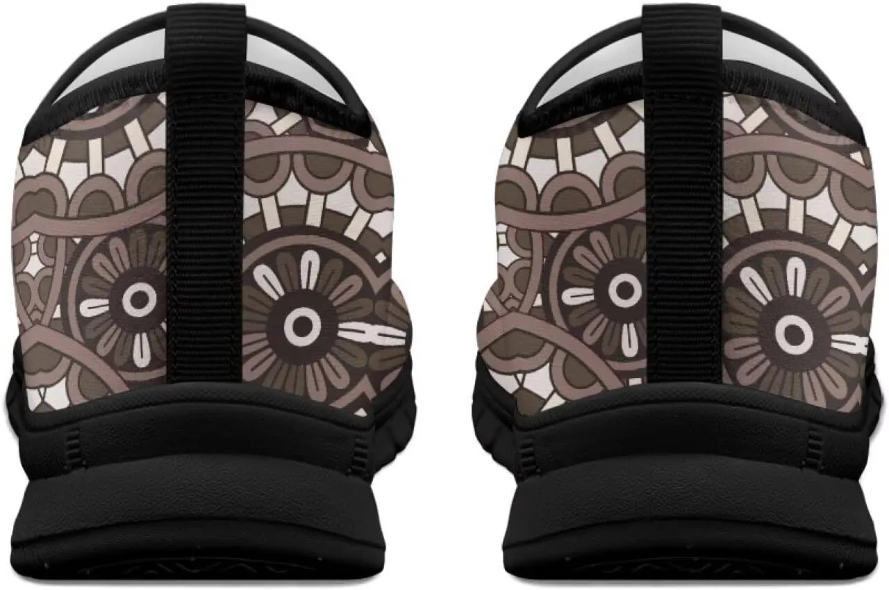 Flowers Casual House Shoes Breathable Mesh Sneakers for Women Comfort Soft Anti-Slip Shock Absorption EVA Sole Hiking Shoes for Outdoor Size 5.5-11.5 Black Sole