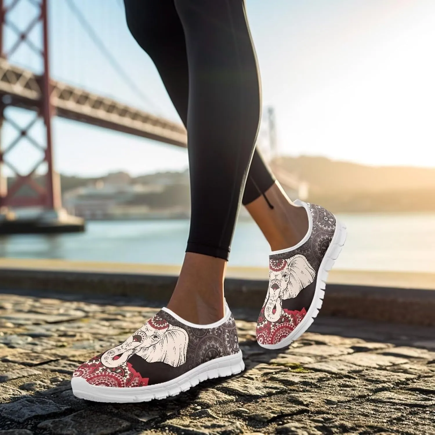 Flowers Casual House Shoes Breathable Mesh Sneakers for Women Comfort Soft Anti-Slip Shock Absorption EVA Sole Hiking Shoes for Outdoor Size 5.5-11.5 Black Sole
