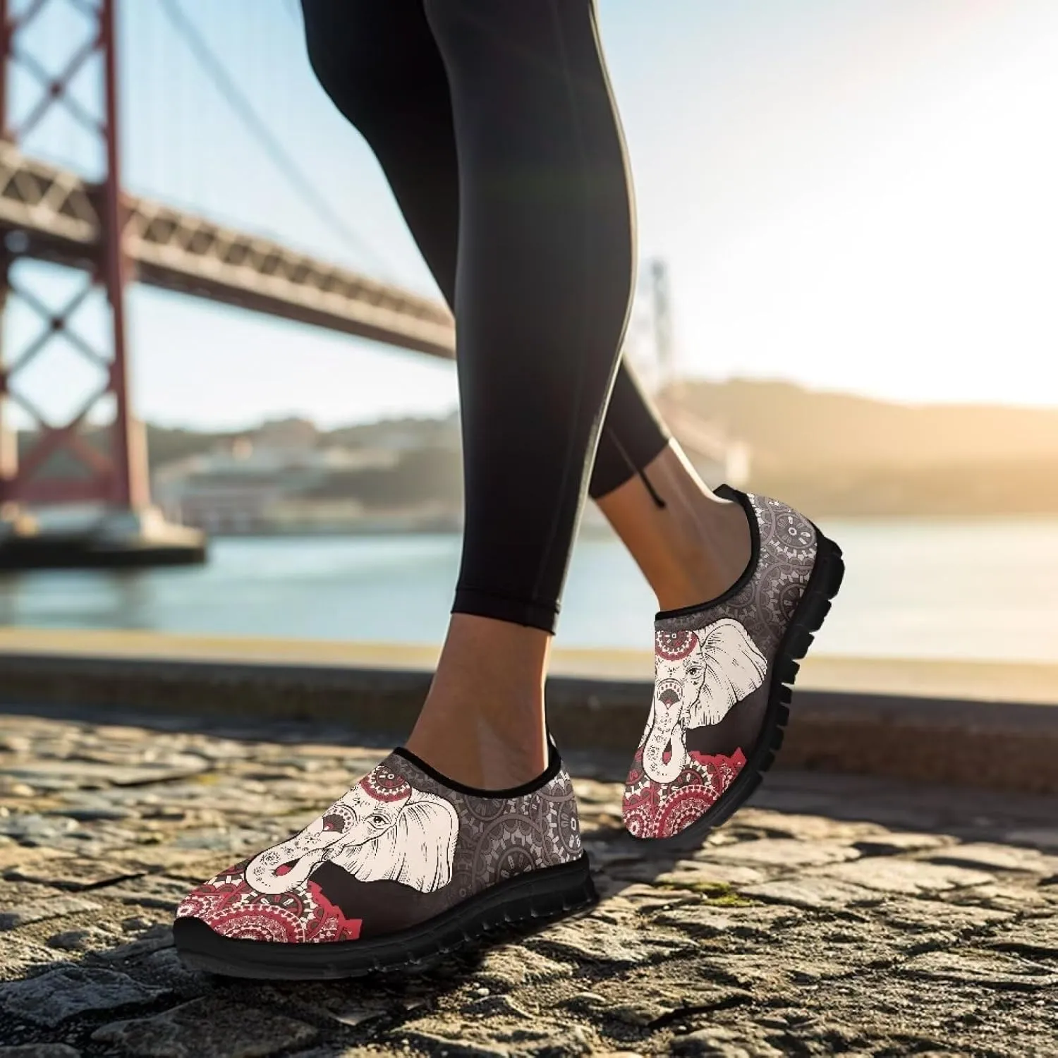 Flowers Casual House Shoes Breathable Mesh Sneakers for Women Comfort Soft Anti-Slip Shock Absorption EVA Sole Hiking Shoes for Outdoor Size 5.5-11.5 Black Sole
