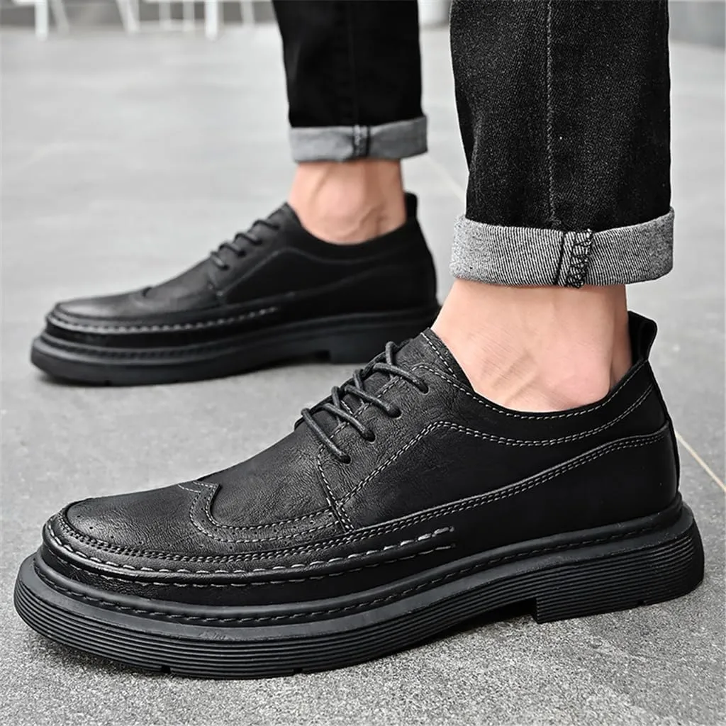 FMURY Men's Versatile Casual Leather Shoes Outdoor Breathable Shoes Lace Up Driving Hiking Shoes for Man(43 Code)