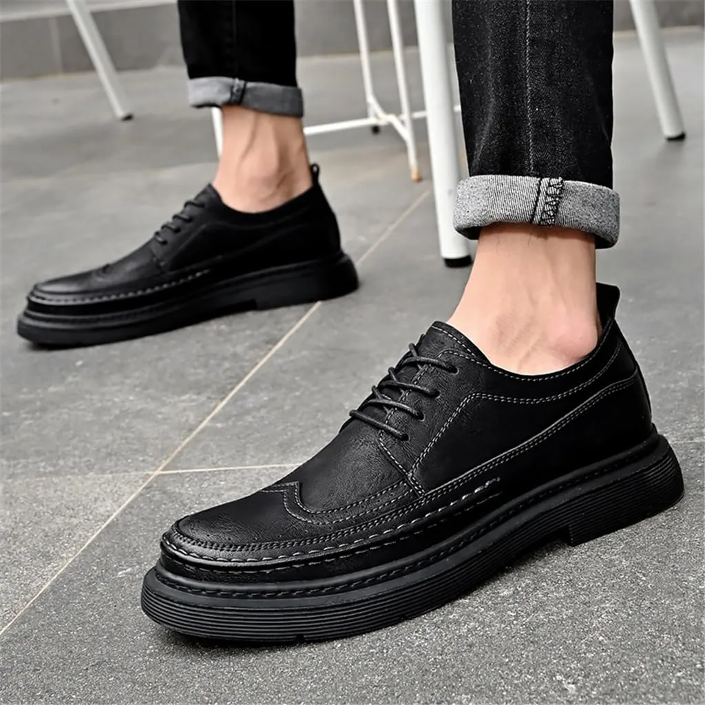 FMURY Men's Versatile Casual Leather Shoes Outdoor Breathable Shoes Lace Up Driving Hiking Shoes for Man(43 Code)
