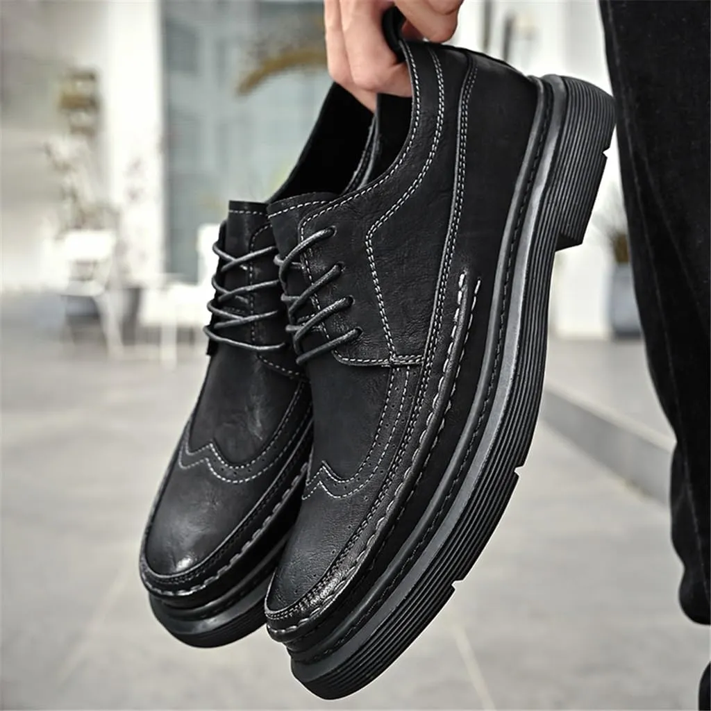 FMURY Men's Versatile Casual Leather Shoes Outdoor Breathable Shoes Lace Up Driving Hiking Shoes for Man(43 Code)